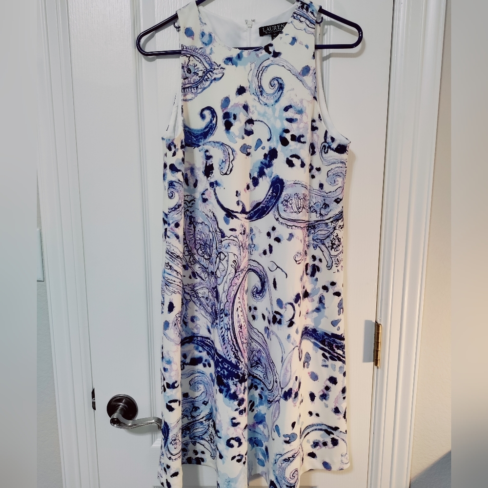 Ralph Lauren Crepe Paisley sleeveless size 10 dress